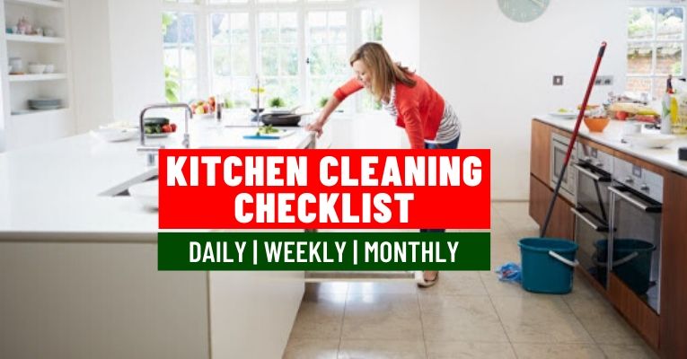 Daily weekly and monthly Kitchen cleaning checklist