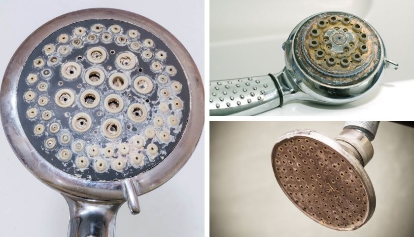 remove limescale rust calcium deposit from shower head
